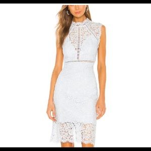 Bardot Lace Sheath Dress in Blue Mist